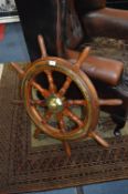 Mahogany & Brass Ships Wheel from Hull Trawler Somerset Maugham H329 - 4 Time Silver cod Trophy