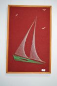 1960's Framed Needlework and Pin Picture Depicting A Sailing Yacht
