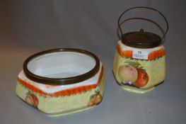 Hand Painted Fruit Bowl & Biscuit Barrel