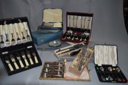 Collection of Cased Canteens of Silver Plated Cutlery