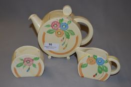 Clarice Cliff Newport Pottery 3 Piece Tea Set