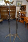 Pair of Wrought Metal Standard Lamps