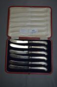 Cased Set of 6 Silver Handled Knives - Sheffield 1919