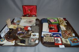 2 Trays containing Large collection of Costume Jewellry, Necklaces, Bangles, Brooches etc