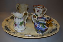 Meat Dish & 4 Victorian Jugs including Masons