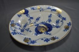 Large Victorian Blue & White Meat Plate