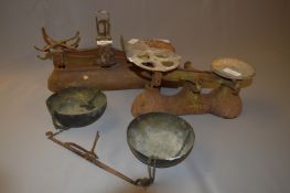 2 Cast Iron Weighing Scales & Balance Pans