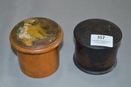 Treen Box with Painted Lid & Paper Mache Box with Gilt Decoration