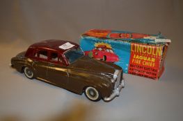 Japanese Tin Plate Rolls Royce - Silver Cloud & Lincoln Jaguar Fire Chief