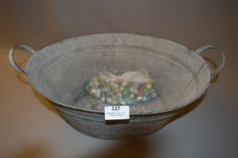 Small Galvanised Metal Wash Tub with Marbles