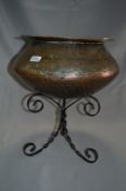Copper Spittoon on Metal Stand