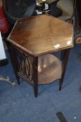 Hexagonal Topped Occasional Table with Fretted Panels