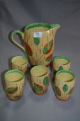 Myott & Son Leaf Decorated Jug and 5 Beakers