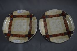 Pair of Charlotte Rhead Crown Ducal Hand Painted Plates