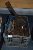Box of Carpentry Tools including Mallet, Planes etc
