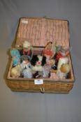 Sewing Basket containing Assorted International Dolls