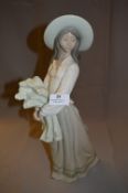 Large Lladro Figurine - Young Lady collecting Hay