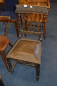 Carved Oak Slat Back Dining Chair