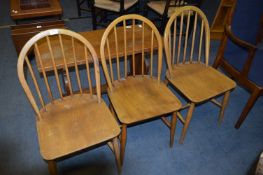 Set of 3 Ercol Stick Back Windsor Dining Chairs