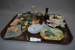 Tray containing Assorted Collectables including Toffee Tin, Lighters, Paper Money, Pen Knives,