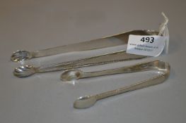 Two Hallmarked Silver Sugar Tongs - 39 Grams