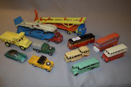 Tray containing 11 Dinky & Corgi Diecast Trucks and Buses