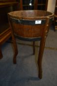 Oak Metal Bound Barrel Jardiniere Stand