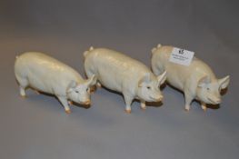 Set of 3 Beswick Pig Figurines