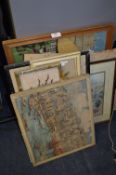 Assorted Prints, Paintings and Wool Works in Frames