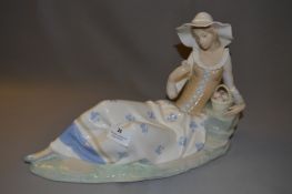 Large Nao Lladro Figurine - Lady with Flower