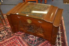 Camphor Wood Blanket Chest with Carved Panels