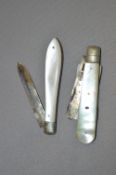 2 Silver & Mother of Pearl Pen Knives