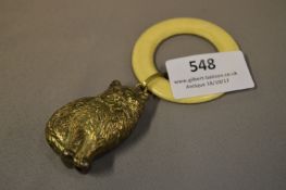 White Metal & Ivory Teething Ring