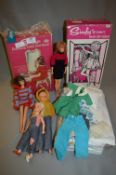 Sindy Wardrobe, Dressing Table, Bed and assorted Dolls