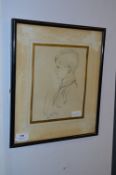 Framed Pencil Sketch, Signed Pat Rooney 1932
