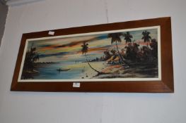 Framed Oil on Canvass Depicting An Oriental Lake Scene Signed S.Huang