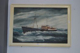 Oil Painting on Board - Hull Trawler Kingston Pearl H127
