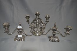 Pair of Silver Plated 3 Branch Candelabra & Another