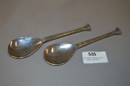 Hallmarked Silver Hammered Bowl Spoons - 76 Grams
