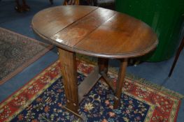 Small Oak Oval Topped Gate Legged Table