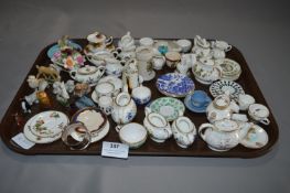 Tray containing Miniature Pottery including Coalport, Spode and Wade Whimsies