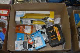*Box of Assorted Tools; Hole Saws, JCB Router Bits, Carpet Stretchers, Deep Sockets, etc.