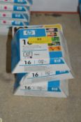 Three HP16 Inkjet Cartridges