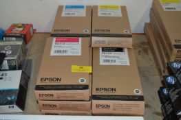 Three Epson Yellow, Cyan, Magenta and Two Black Ink Cartridges