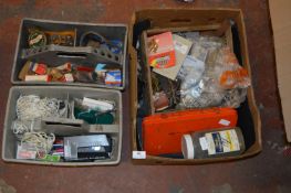 Box Containing Assorted Tools and Two Plastic Trays of Assorted Accessories