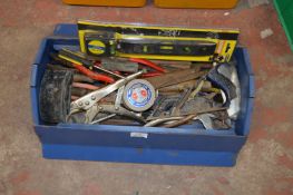 Blue Metal Toolbox Containing Assorted Handtools