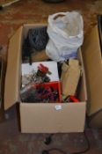 Box Containing Cast Iron Rivets, 12V Compressor, etc.