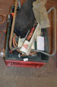 Basket Containing Assorted Welding Rods, Caravan Steps, Flood Lamps, etc.