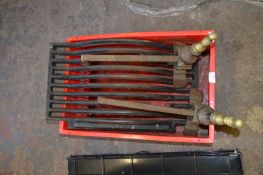 Cast Iron Fire Grate and Stand with Brass Finials