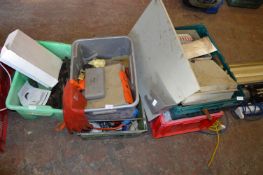 Five Boxes Containing Various Electrical Components, Caravan Extension Mirrors, Distribution Boards,